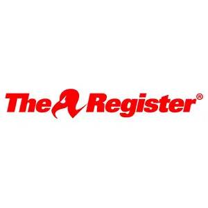 The image features the logo of The Register, with the text in bold red letters. The letter A is stylized, featuring a swoosh and pointed tip. The logo is set against a plain white background.