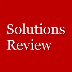 Red background with the words Solutions Review in white text centered in the image.
