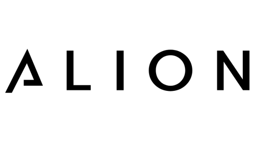 The image features the word ALION in bold black capitals on a white background, with the A artistically styled to look like an incomplete triangle. This distinctive design subtly echoes the innovative spirit of Alion Science.