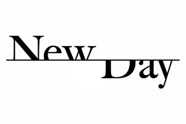 The image features the words New Day with the word New positioned above a horizontal line and the word Day below it.