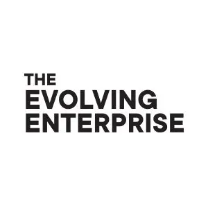 Text reading The Evolving Enterprise in bold black letters on a white background.