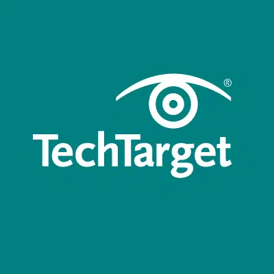 TechTarget logo featuring a stylized eye design above the text TechTarget in white, all set against a teal background.