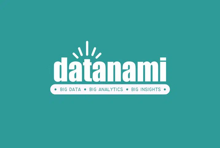 Teal background with white text says datanami with a graphical splash above it. Below are the words BIG DATA • BIG ANALYTICS • BIG INSIGHTS separated by dots.