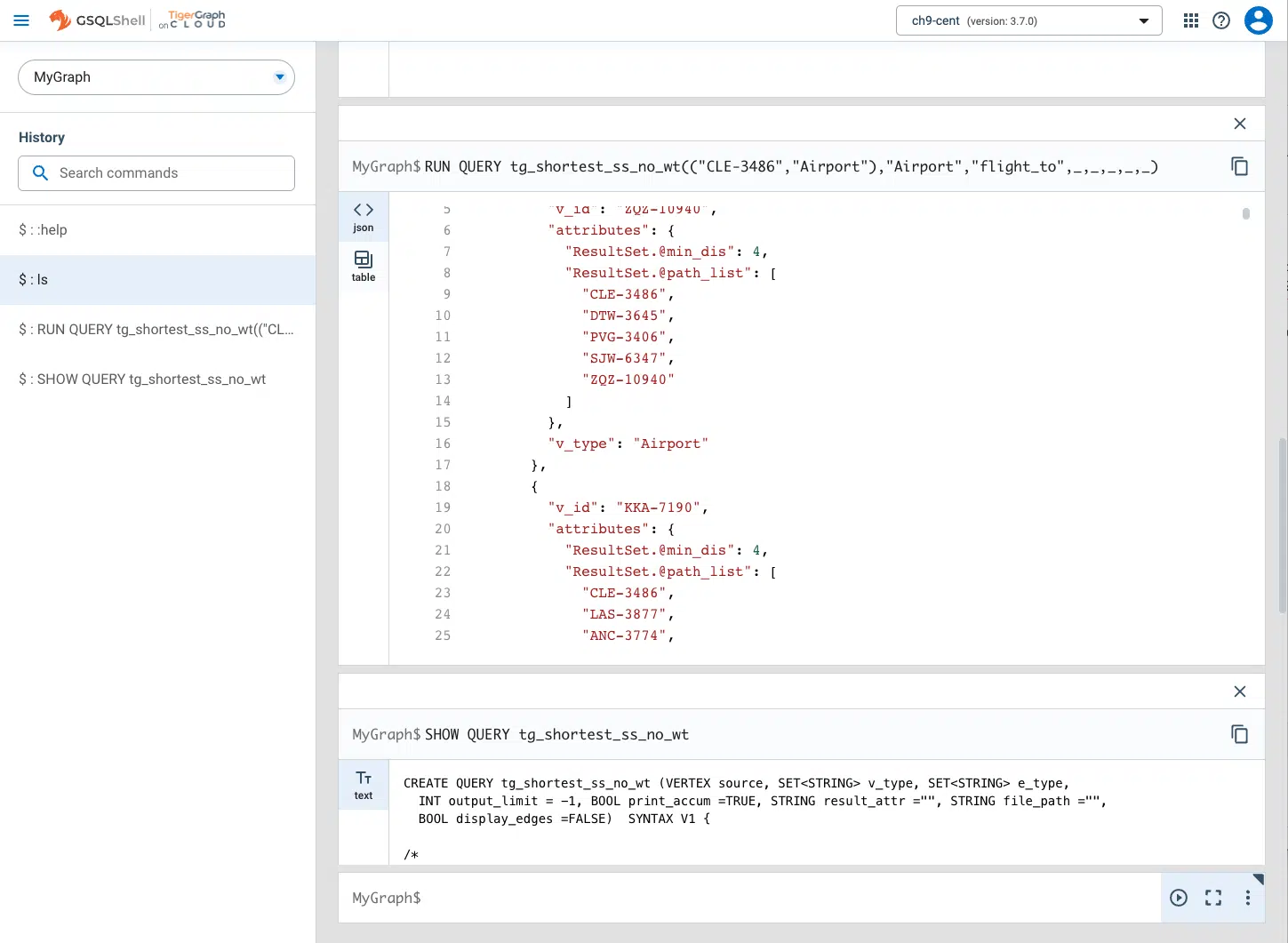 GSQL Shell, run queries