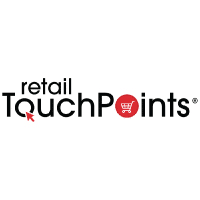 Logo of Retail TouchPoints with the words in black font. The P in Points is red with a shopping cart icon inside it, symbolizing protection against ecommerce fraud. A red arrow intersects the R in retail, pointing at the P.