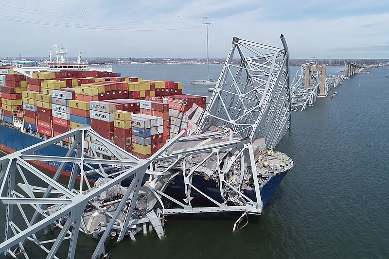 Francis Scott Key Bridge and Cargo Ship Dali, March 2024