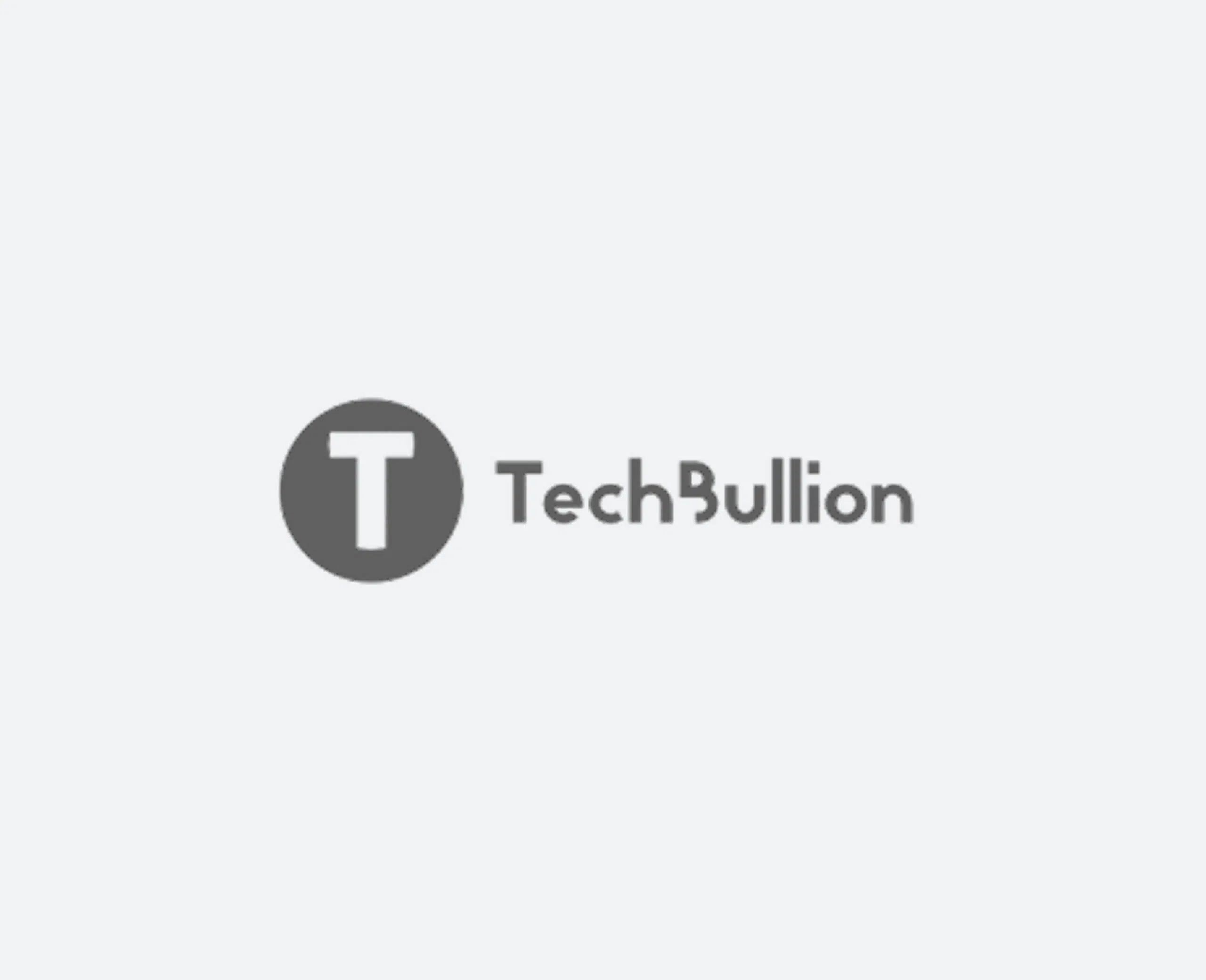 Logo featuring a gray circle with a white T inside, followed by the word TechBullion in gray text. The subtle background evokes the expansive feel of a Savanna, adding an element of wild innovation to the design.