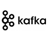 Black Apache Kafka logo with a network-like icon of connected circles on the left and the word kafka in lowercase letters to the right, all on a light gray background.
