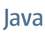 The word Java is written in large, blue-gray letters on a light gray background.